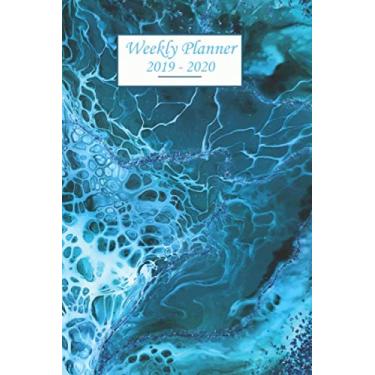 Imagem de Weekly Planner 2019-2020: Monthly Schedule - 1 week at a glance - Calendar Checklists & Notes Daily To Do’s Academic Organizer Notebook Agenda ... Colors Watercolors Blue Water Sea Foam