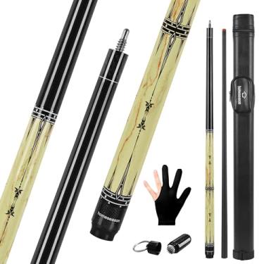 Imagem de HomeSeason Bastão de taco de bilhar de fibra de vidro 147.3 cm bastões profissionais de baixa deflexão para bilhar bastões de sinuca 552 g com bolsa de couro, junta de 3/8 x 8 pinos e 4 camadas de