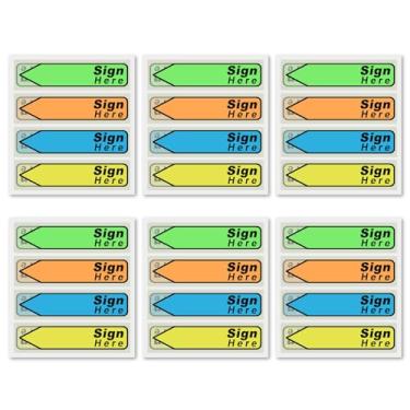 Imagem de 600 adesivos (pacote com 6) etiquetas para assinar aqui, assinar aqui, abas iniciais de notas adesivas com etiquetas de seta dispensadoras, fácil de postar para livros de tabelião escolar (verde claro
