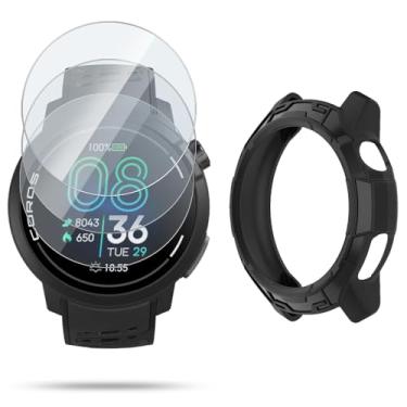 Imagem de HUADU Protetor de tela de relógio compatível com Coros Pace Pro, filme de vidro temperado antiarranhões de alta definição cobertura total e capa protetora de TPU macio