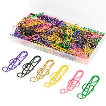 Imagem de Yadiana Clipes de papel de música, 120 peças, 6 cores de metal fofo clipes de notas musicais para cartão de convite de festa, acessórios de escritório de música para marcador, escritório, caderno