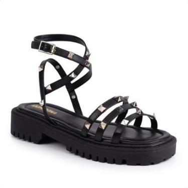 Imagem de Papete Sandália Feminina Flatform Tratorada Tiras Com Spikes-Feminino