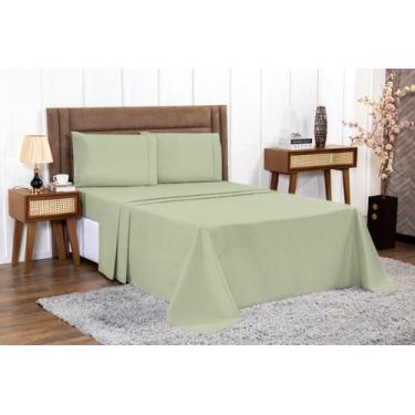 Imagem de Jogo de Cama Lençol 4 peças PERCAL 100% ALGODÃO Casal Queen King Hotel