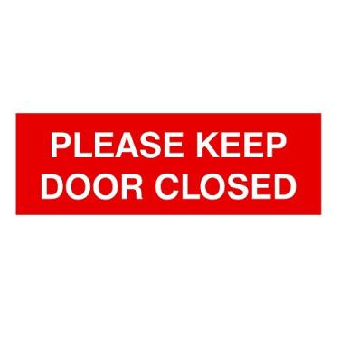 Imagem de All Quality Basic Please Keep Door Closed Wall or Door Sign - Fita adesiva dupla face de espuma | Material durável | Garanta segurança e privacidade (vermelho) - Pequena (pacote com 10)