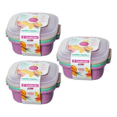 Imagem de Jogo Pote Plástico 1300ml Quadrado Vac Freezer Kit 9 Sanremo