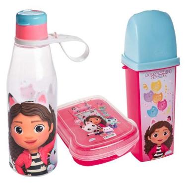 Imagem de Kit Garrafa Porta Escova e Sanduicheira Casa Mágica da Gabby - PLASUTI