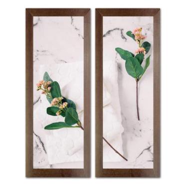 Imagem de Dupla de Quadros Decorativos Banheiro Social Floral Vaso Lavabo Toalet