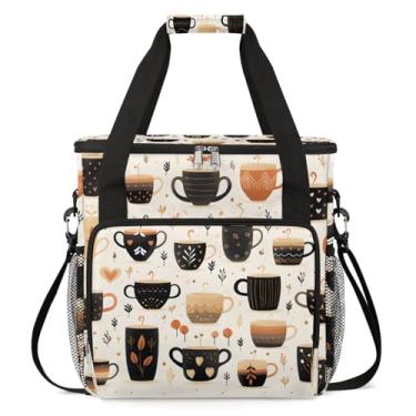 Imagem de Bolsa de viagem para cafeteira compatível com Keurig K-Mini ou K-Mini Plus, estojo de transporte para cafeteira de dose única com vários bolsos para cápsulas K-Cup, bolsa de armazenamento com alça de