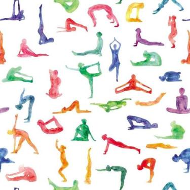 Imagem de Papel de Parede Temático Yoga Várias Posições Coloridos 2,5m - NoBrand