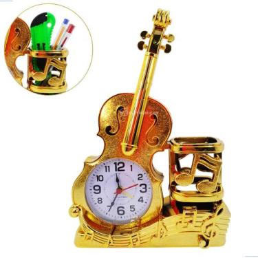 Imagem de Relógio Violino Despertador Criativo e Funcional com Porta Lápis para 