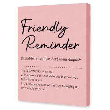 Imagem de OTINGQD Arte de parede engraçada em tela de escritório, decoração de parede com definição de lembrete amigável, decoração de escritório, decoração de parede inspiradora rosa para escritório, presentes