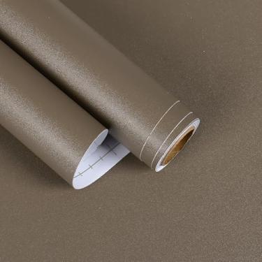 Imagem de EaseStick Papel de parede marrom caramelo 39.9 cm x 406.4 cm Matte Solid Brown Contact Paper Peel and Stick Revestimento de parede autoadesivo de vinil grosso para cozinha papel de parede impermeável