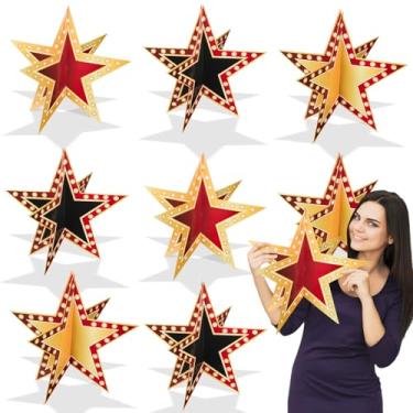 Imagem de Weekgrat 18 Pcs Star Centerpieces for Movie Night Party Decorations 12" 3D Movie Oscar Party Supplies Star Decorations Red Carpet Film Show Theme Birthday Table Decor