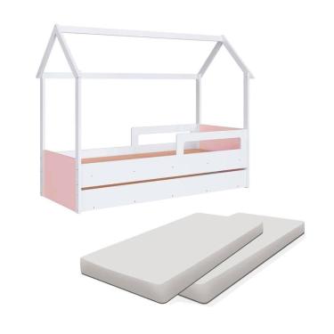 Imagem de Bicama Infantil Com 2 Colchões Solteiro Casinha Sonho Shop JM