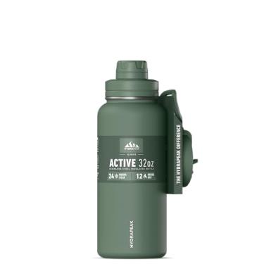 Imagem de Hydrapeak Garrafa de água esportiva isolada de 947 ml com canudo e tampa de bucha, à prova de vazamento e derramamento, mantém as bebidas frias por 24 horas, quentes por 12 horas, garrafas de água de