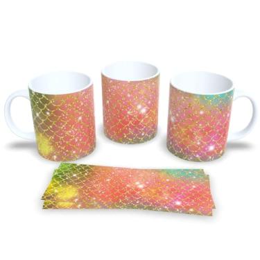 Imagem de Caneca Branca de Porcelana Personalizada Escamas de Sereias 2 (Mod.24)