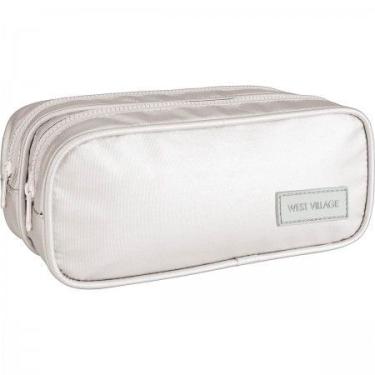 Imagem de Estojo Duplo Grande West Village 20cm Tilibra Metalizado Prata