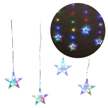 Imagem de Cortina 16 Estrelas Cascata LED Color 224 Lâmpadas Pisca 8 Funções 3 metros - Bela Flor