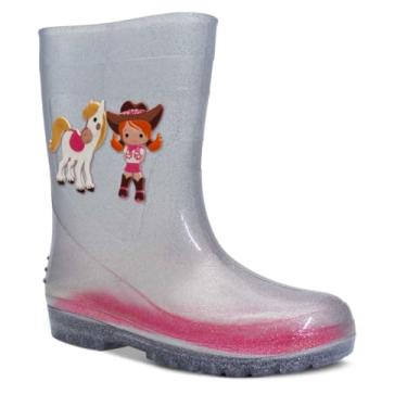 Imagem de Bota Galocha Infantil Menina Nº 25 ao 34 Botinha Feminina Country Boiadeira 09.48 (Glitter Prata, BR, Criança de 9 a 12 anos, Numérico, 34)