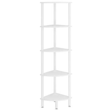 Imagem de IBUYKE Suporte de prateleira de canto de 5 camadas, rack de exibição de canto industrial, estante de canto para sala de estar, quarto, cozinha, escritório em casa, branco WBC010W