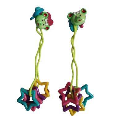 Imagem de 2 Pares Maria chiquinha Xuxa de cabelo Infantil Ursinho estrelas Fashion amarelo