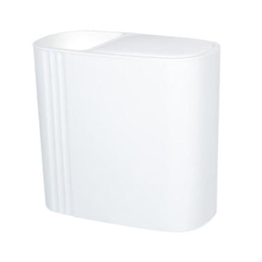 Imagem de Ｂｅｓｇａ Lata de lixo do banheiro com tampa compacta lixo slim lixo 12l para dormitório de vaso sanitário quarto embaixo do armário de mesa pia, Branco