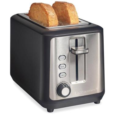 Imagem de Torradeira Hamilton Beach Gourmet 2 Fatias com Slots de 30cm, Tecnologia SureToast, Seletor de Tostagem, Função Bagel, Preto Fosco e Aço