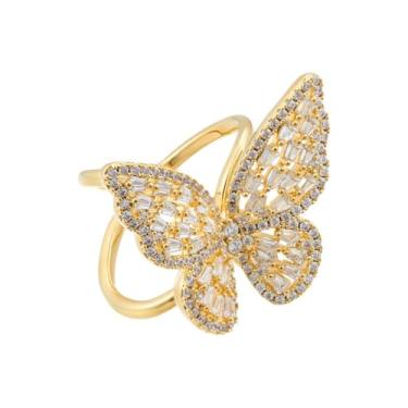 Imagem de Kokoma Anel de cachecol de borboleta de cristal para mulheres strass, borboleta, seda, cachecol, clipes, fivela, xale, broches, anel de dedo, acessórios de decoração, 2.5 Inches X 2.0 Inches, Cobre