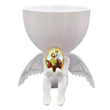 Imagem de Anjo da Guarda Anjinho São Cristovão Vasinho Decoração - Point da Fe