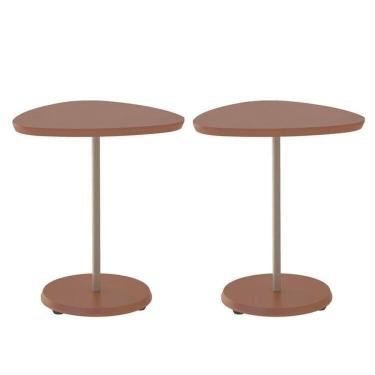 Imagem de Kit 2 Mesas de Cabeceira com Pé de Metal Terracota