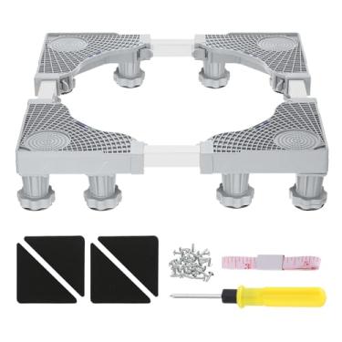 Imagem de PATIKIL Mini suporte de geladeira, 3 metros fixos, suporte de geladeira para lavanderia, base de ferro universal ajustável para refrigerador de água, lavadora e secadora, altura de 8,9 cm a 11 cm