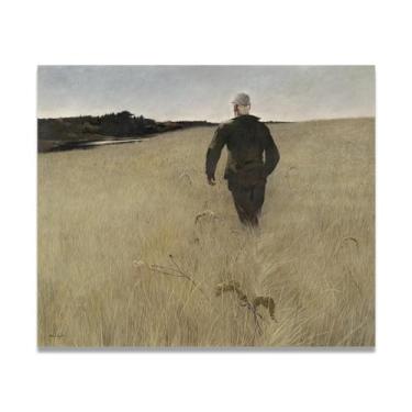 Imagem de LKXGRRSFG Impressão em tela Turkey Pond Andrew Wyeth - Arte de realismo americano, aquarela e pintura de têmpera de ovo para decoração de casa 20 x 24 cm