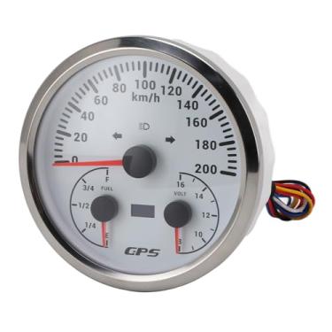 Imagem de 110mm 4-3/8in GPS Speedomômetro Odômetro para RV Iate Truck Red Luz de Fundo Com Voltímetro Giragem de Nível de Combustível Signal 200km/h (Dial Branco Moldura de Prata CXA092)