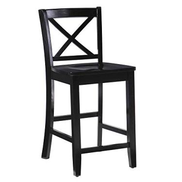 Imagem de Linon Home Dcor Black X banco traseiro para balcão, 40,6 cm L x 45,5 cm P x 94 cm A