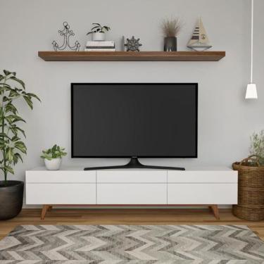 Imagem de Rack Liverpool I 3 GV Branco Acetinado 218 cm - Mobly