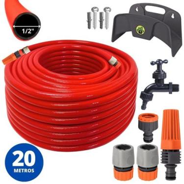 Imagem de Mangueira Jardim 20M + Esguicho Jato Regulável + Engate - Ledmang