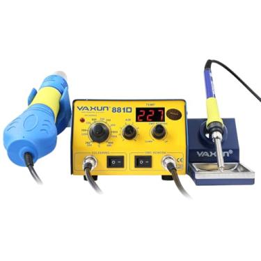 Imagem de Estação de Solda Retrabalho Ar Quente Yaxun 881D Yx-881d 110V 127V 2 Em 1 Digital Amarelo Smd Ferro