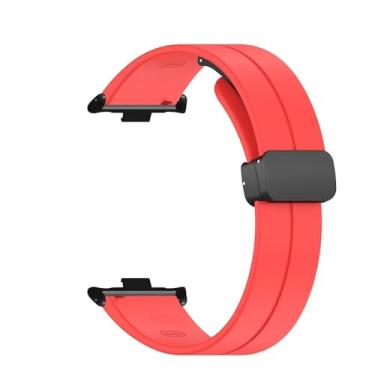 Imagem de Pulseira de Silicone para Redmi Watch 4, cinta inteligente de reposição com fecho magnético (Red)