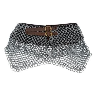 Imagem de Lord of Battles Armadura de pescoço medieval com gola de malha – 10 mm 16G anéis de aço suave proteção de pescoço, Standard, Aço de mola, Sem pedra preciosa