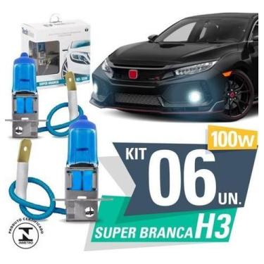 Imagem de 06 Lâmpadas Super Branca Tipo Xenon 8500K H3 55W - Tech One