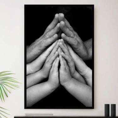 Imagem de Genérico, Quadro Pai Mãe Filho Familia Mão Dada Decorativo A4 23x33cm