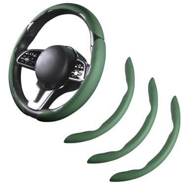 Imagem de Capa de volante de carro, couro, encaixe, conjunto com 3 peças, protetor antiderrapante, acessórios para volante, 36,8-38 cm, verde universal