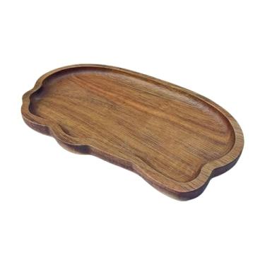 Imagem de Ｂｅｓｇａ Bandeja de madeira para servir, organizador de balcão para pratos de comida, travessa decorativa multifuncional, prato de sobremesa para nozes, frutas, S