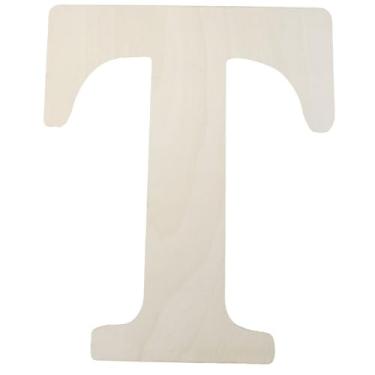 Imagem de SOFPLATE 38 x 30,5 cm letra T grande de madeira recortes de madeira alfabeto MDF em branco inacabado pintável antiga palavra branca placa placa de artesanato peça de placa para aniversário, casamento