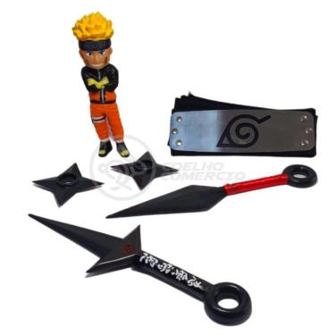 Imagem de Kit Boneco Naruto 15Cm + 2 Shuriken + 1 Bandana...