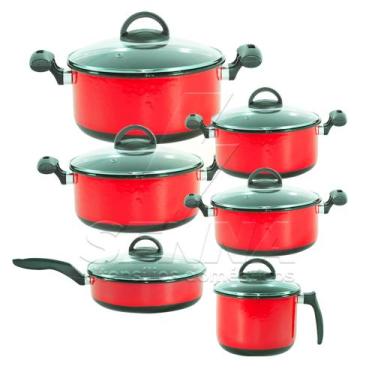 Imagem de Jogo De Panelas 6 Peças Indução Cooktop E Gás - royale, vermelho