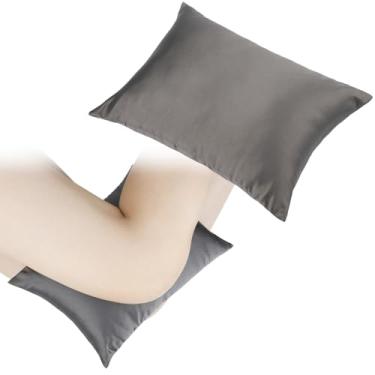 Imagem de Travesseiros de joelho 28 cm x 19,8 cm, almofadas de apoio de quadril pequenas e sedosas, resfriamento suave entre as pernas para pessoas que dormem de lado, ciática, alívio da dor pós-cirurgia