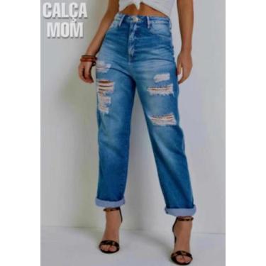 Imagem de Calça Mom Jeans Feminina Cintura Alta Larga Super Elegante - Wild Conc