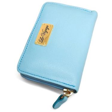 Imagem de Carteira Com Zíper Feminina De Couro Pequena Cartões Rg Cnh - Le Voyag