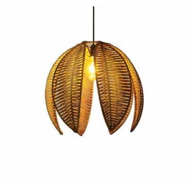 Imagem de Pendente Folha Palha de Milho Fibra Natural Rustico Lustre - FibraDeco